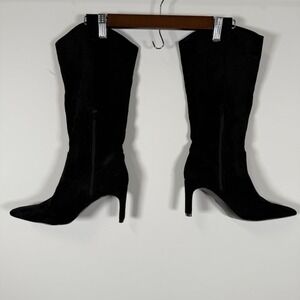 Lulus Eberley Suede Black Calf Boot Pointed Size 8